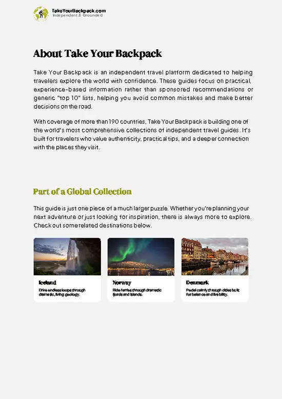 example page 1 from our offline Travel Guide for Faroe Islands